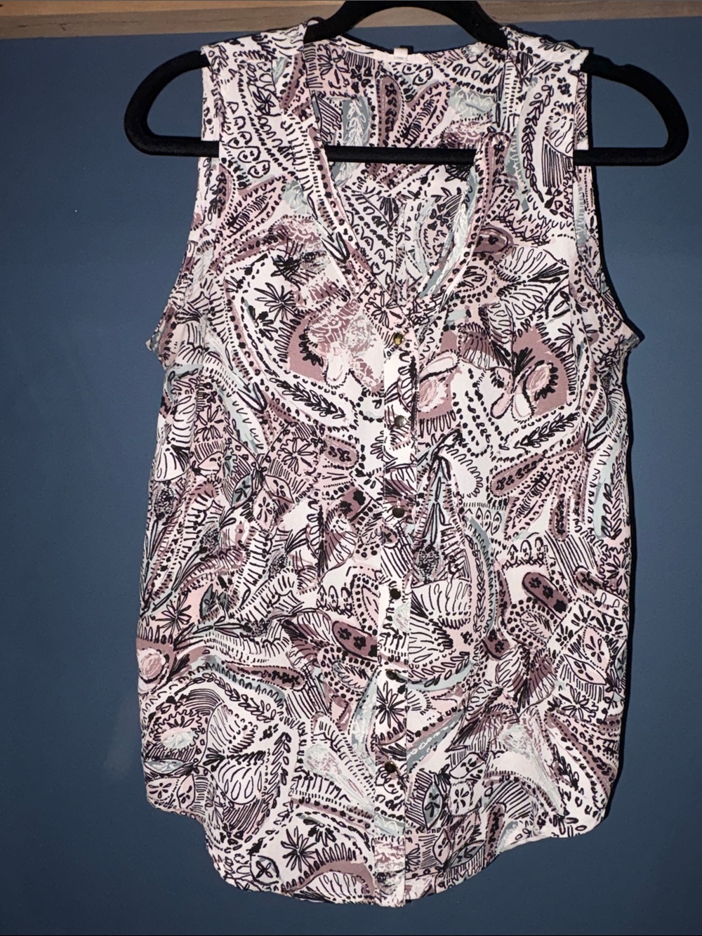 Maurices Pink Paisley V-Neck Sleeveless Top